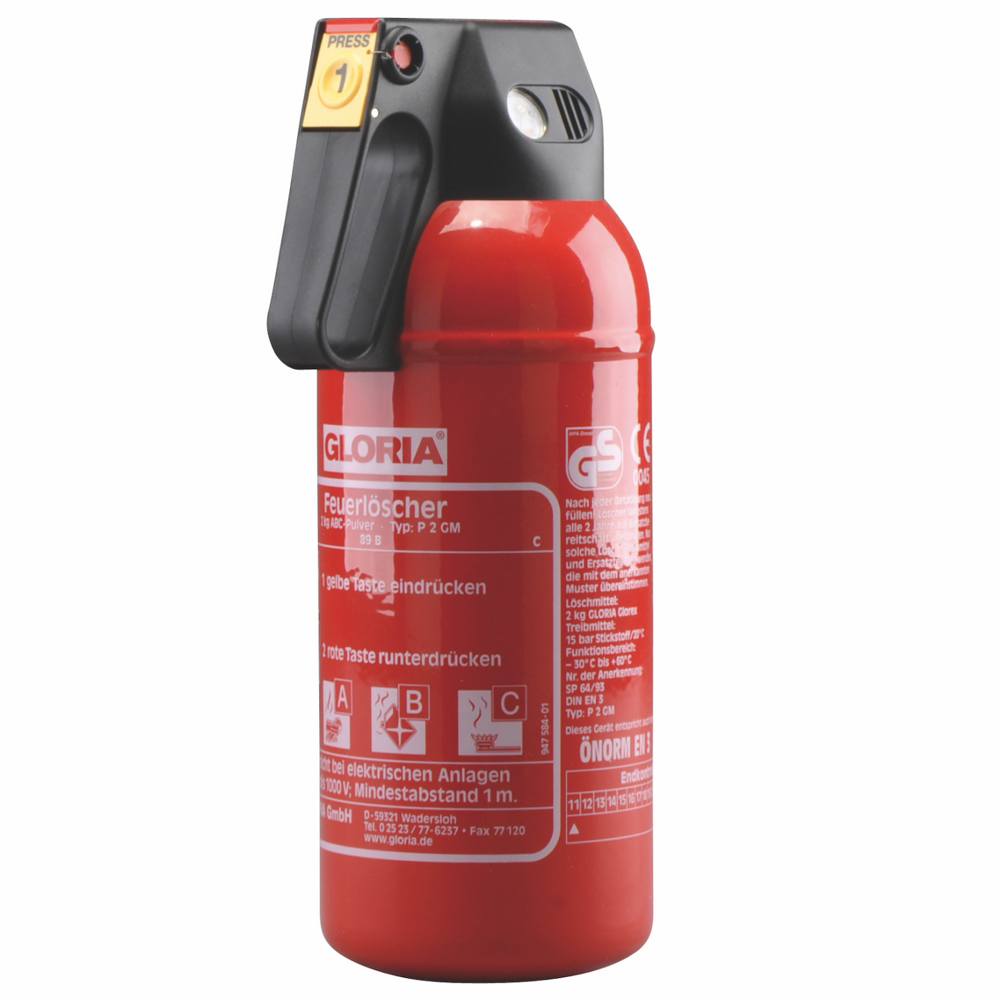 GLORIA P2 GM (2l) Dauerdruck-Pulverfeuerlöscher