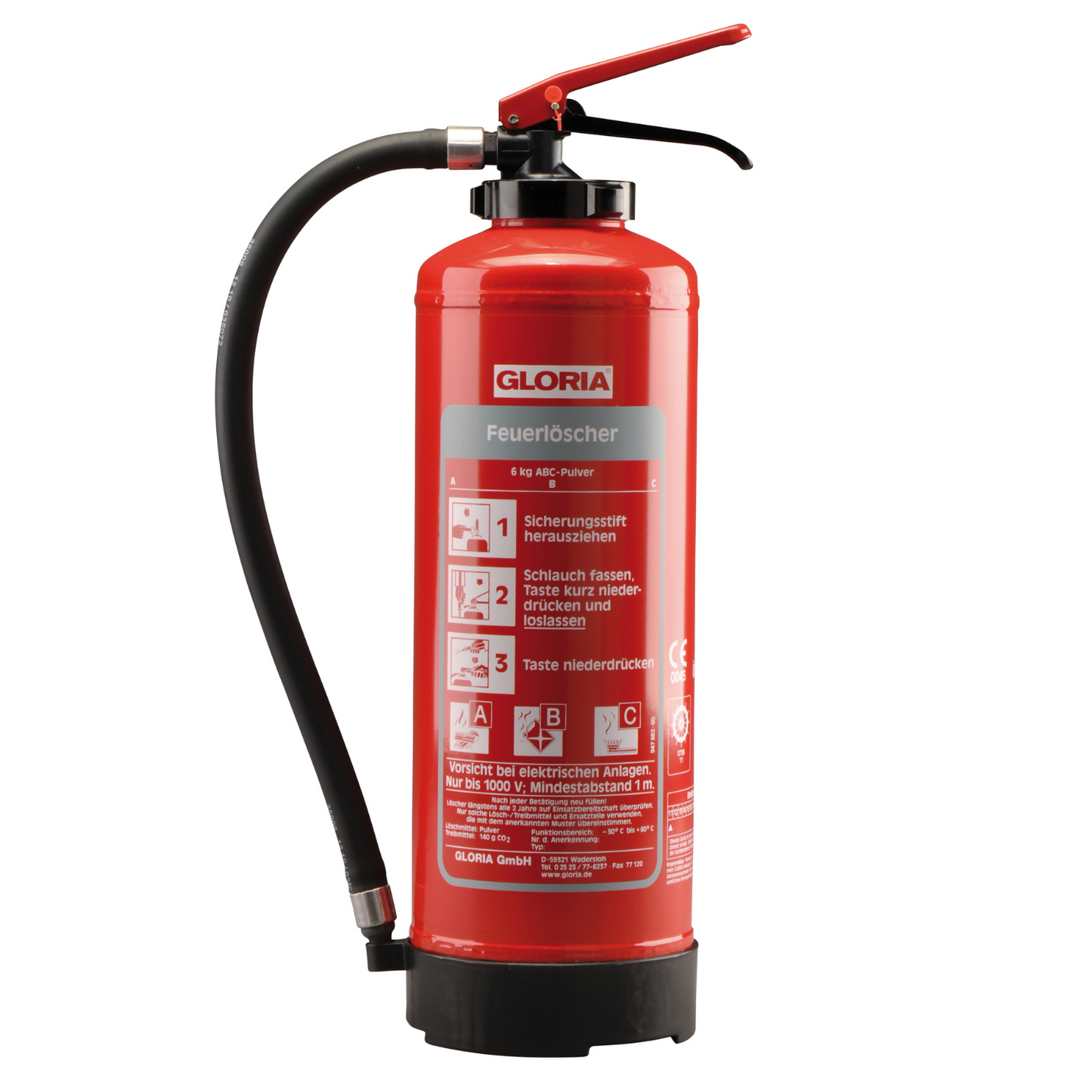 GLORIA P 6 EASY (6kg) Pulverfeuerlöscher zum Aufladen