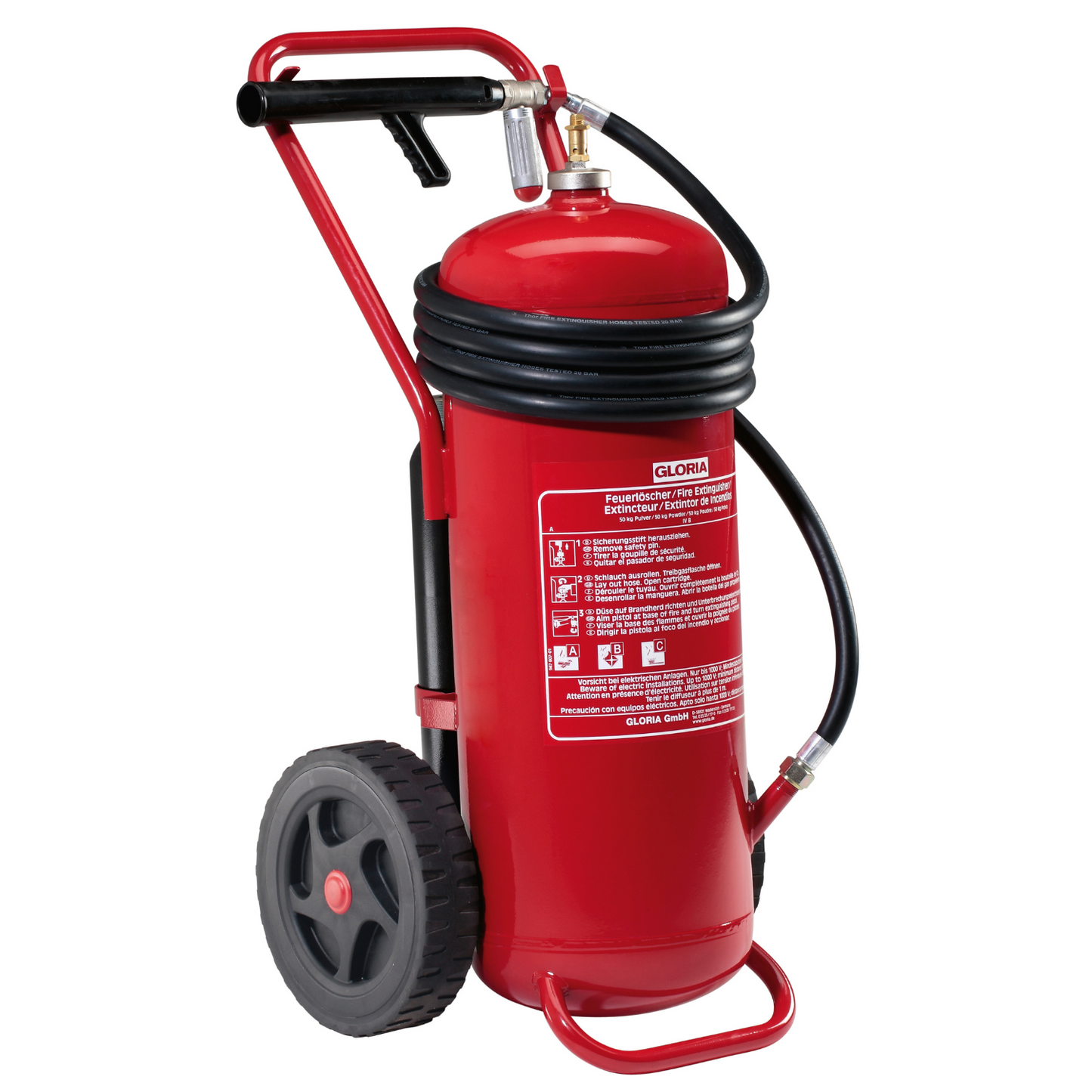 GLORIA PEF 50/5 (50kg) Pulverfeuerlöscher zum Aufladen (5m Hochdruckschlauch)