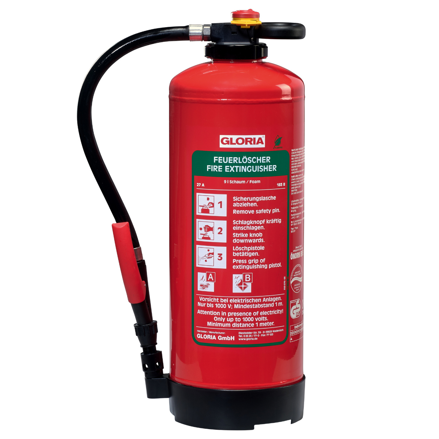 GLORIA SB9 PRO (9l) Schaumfeuerlöscher zum Aufladen (fluorfrei)