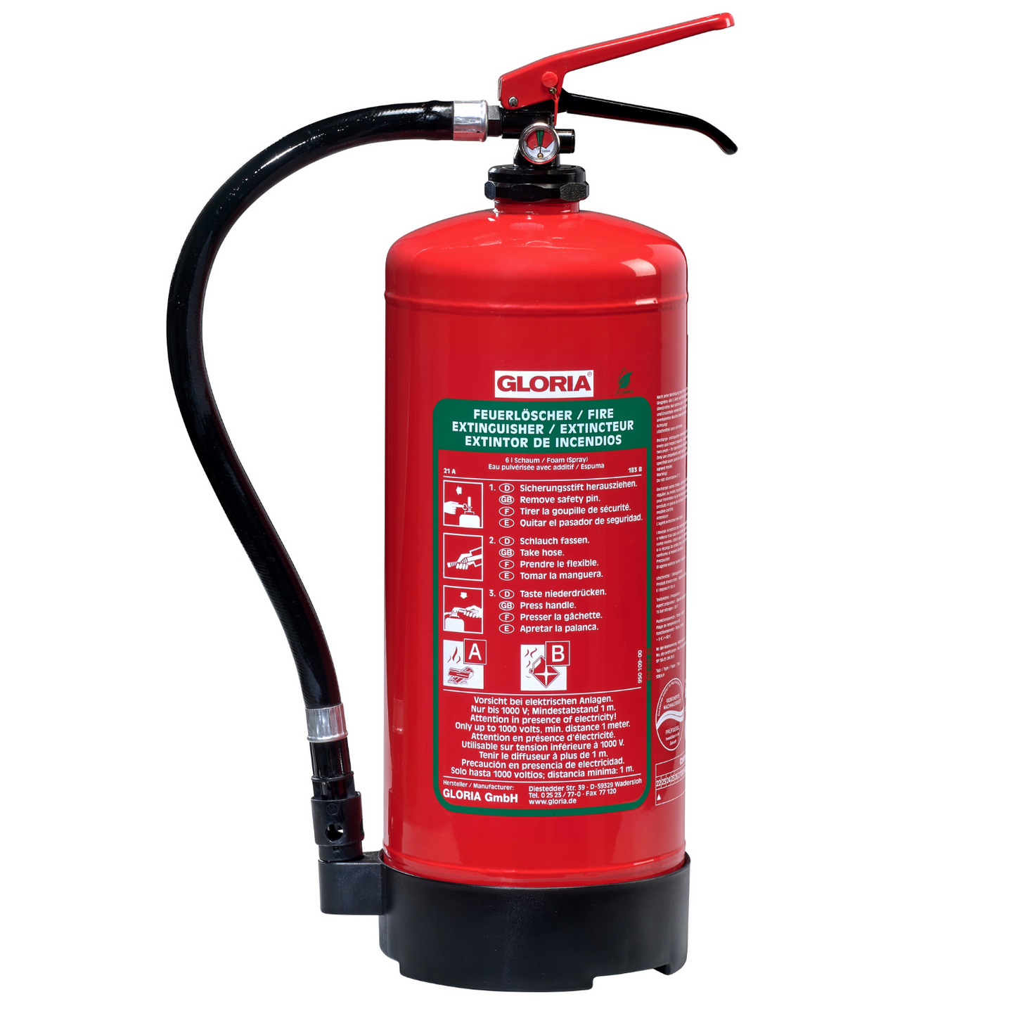 GLORIA SDB6 P (6l) Dauerdruck-Schaumfeuerlöscher (fluorfrei)