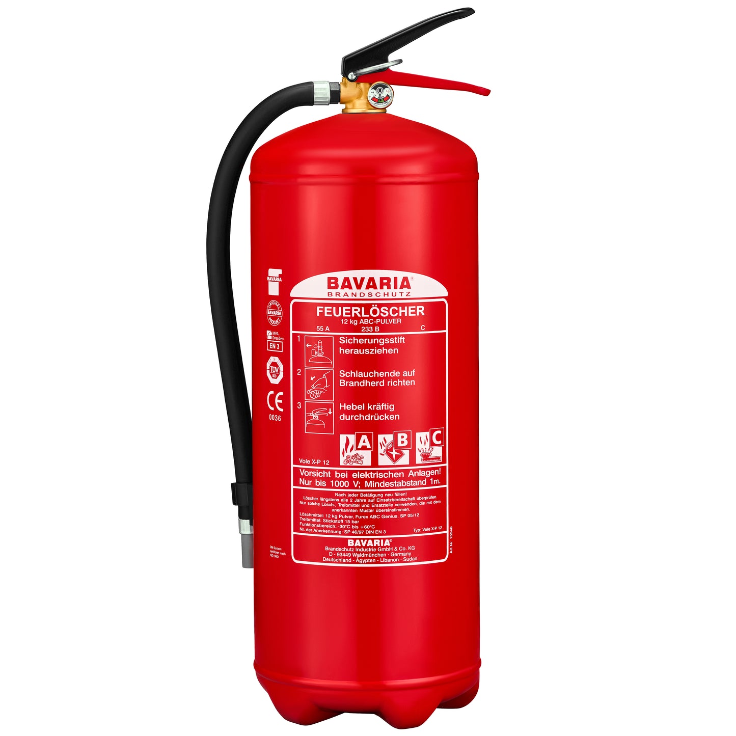 Bavaria Vole X-P 12 (12kg) Dauerdruck-Pulverfeuerlöscher